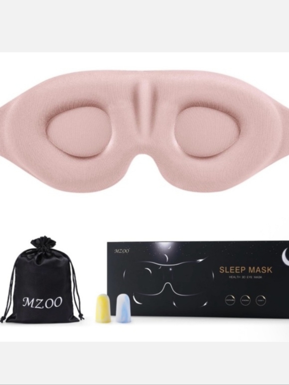 Pink 3D Contoured Sleep Mask - Eye Relief Comfort